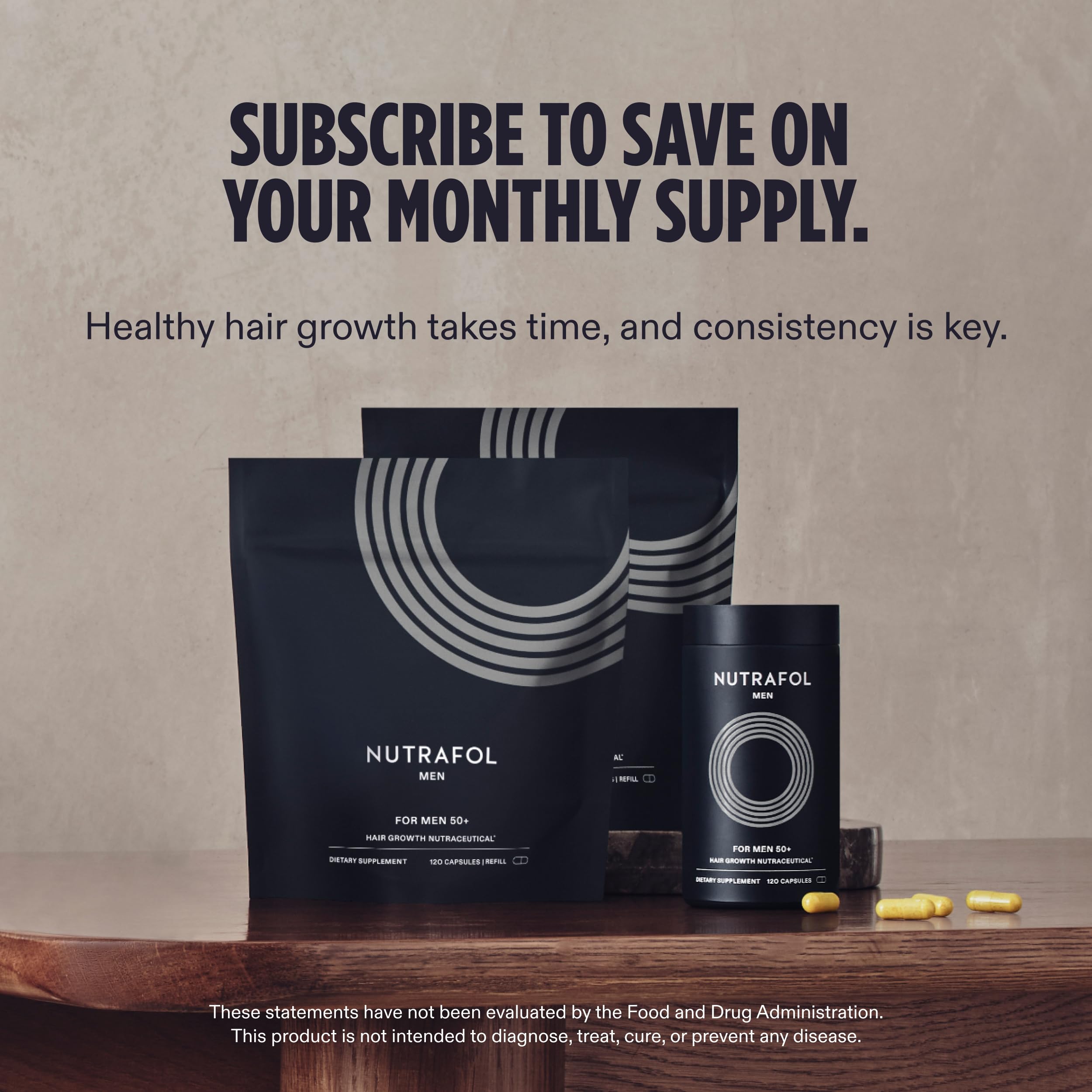 Nutrafol Men 50+ Hair Growth Supplements – Clinically Tested for Thicker Hair & Scalp Coverage.