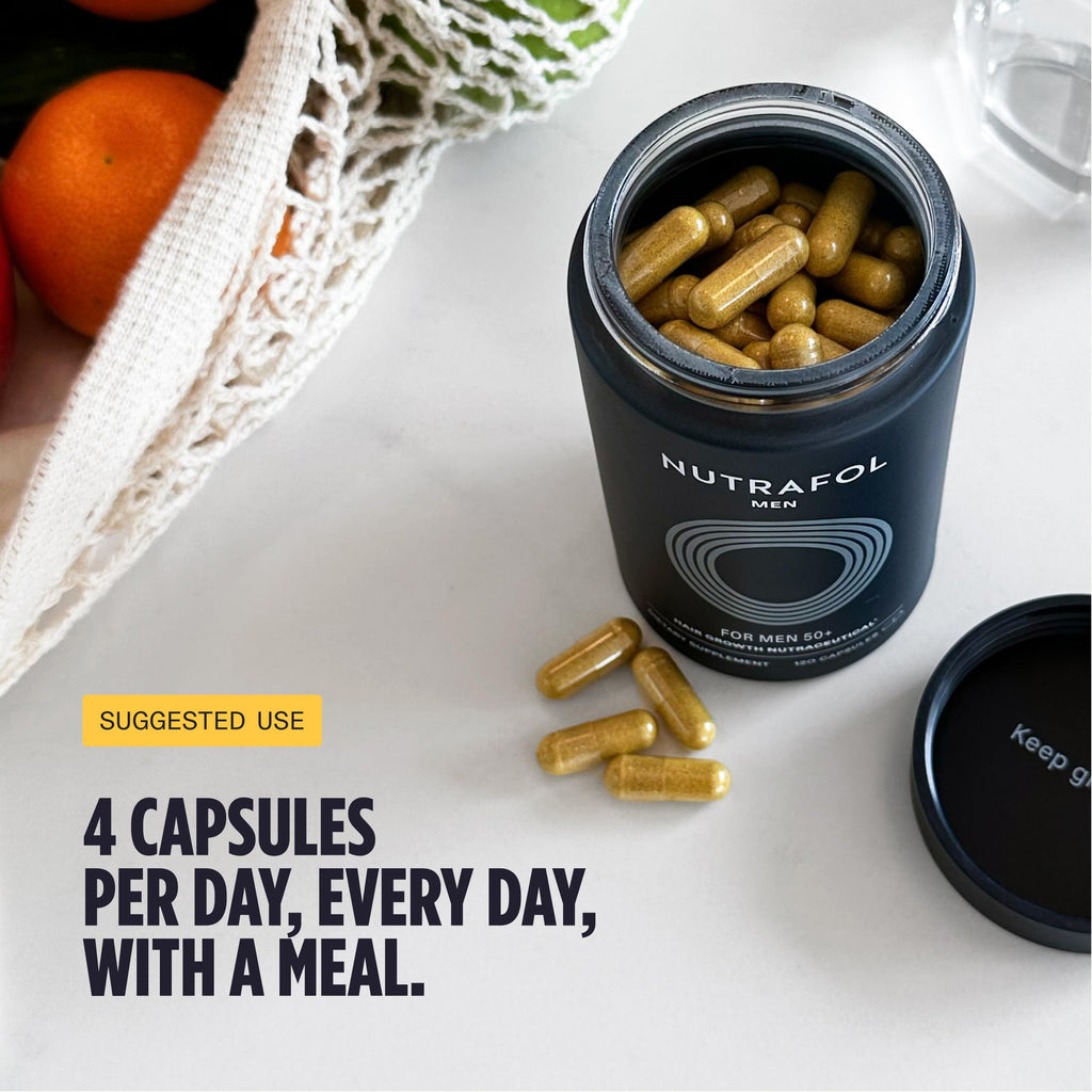 Nutrafol Men 50+ Hair Growth Supplements – Clinically Tested for Thicker Hair & Scalp Coverage.