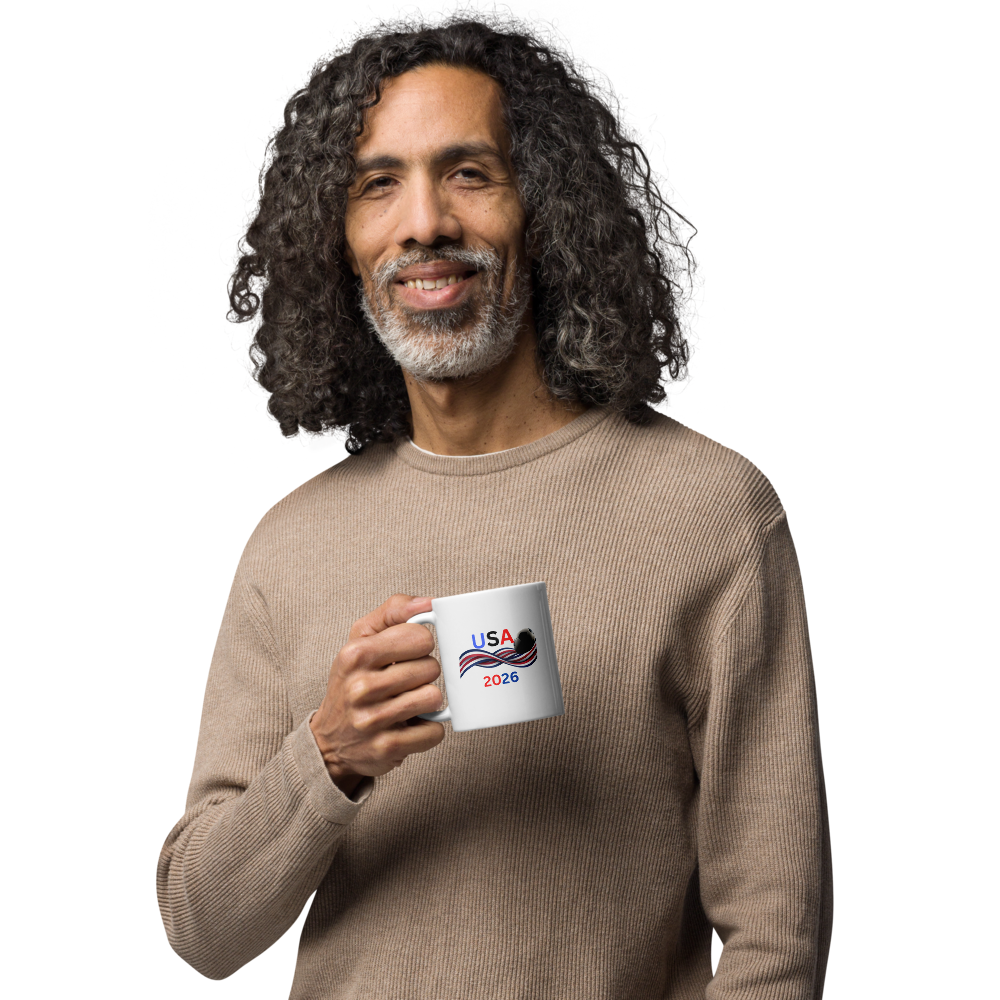 USA Soccer 2026 Patriotic Glossy Mug - Premium Ceramic Coffee Cup for Football Fans - 11oz & 15oz.